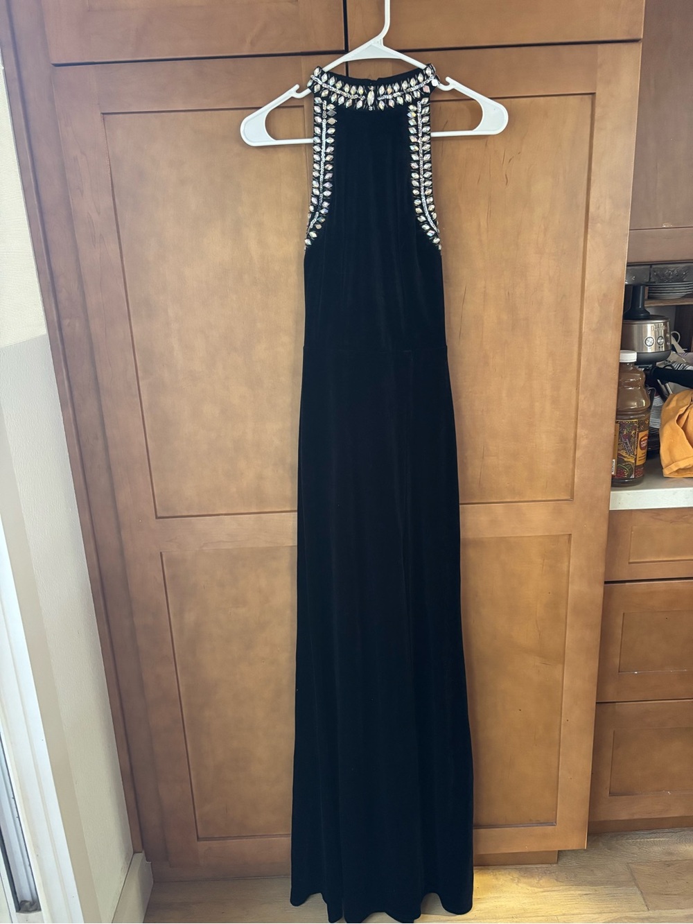 Windsor black velvet embellished formal XS